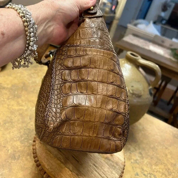 Brahmin Toasted Almond Anne Croc Handbag - Picture 7 of 16